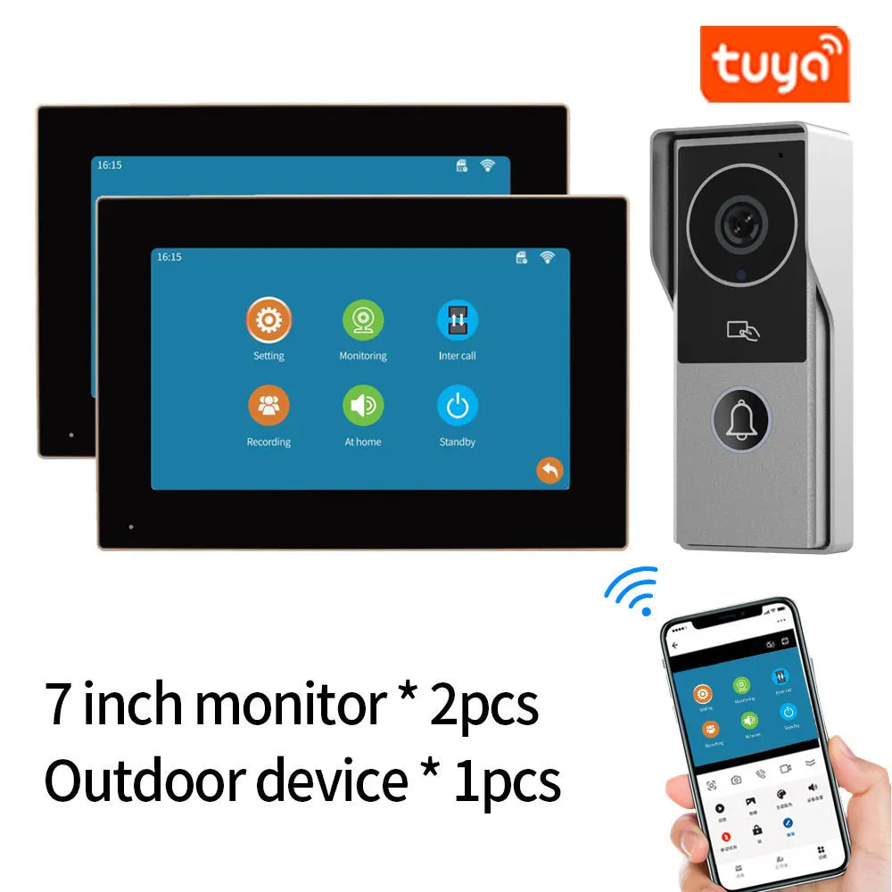 Wifi Tuya App Video Intercom 1080P Video Doorbell HD Camera for Apartment 7/10inch Touch Monitor one-key Unlock Motion Detection