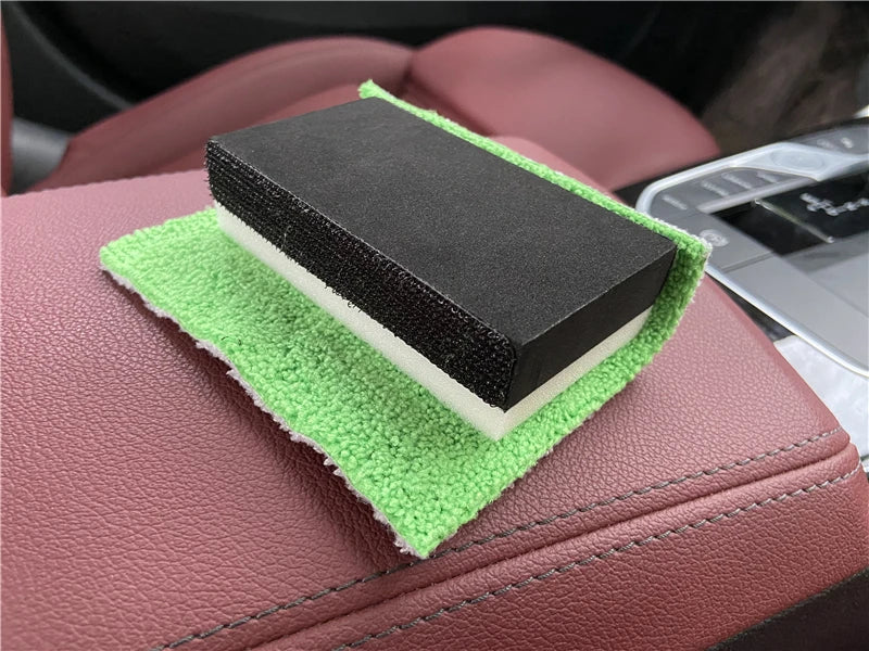 Lucullan Portable Ceramic Coating Applicators Thick Cloth+ Foam Block with Double Side Hook and Loop