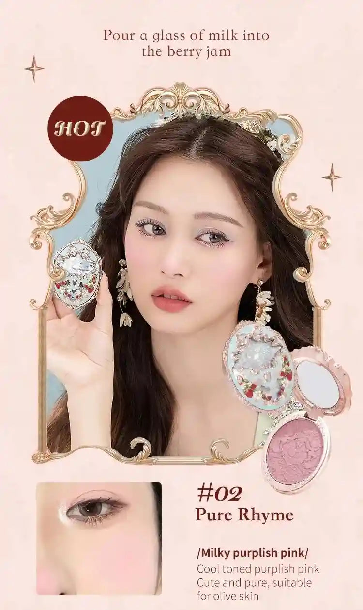 Tidesmit Flower Knows Strawberry Rococo embossed blush texture close-up for long-lasting smooth face makeup application