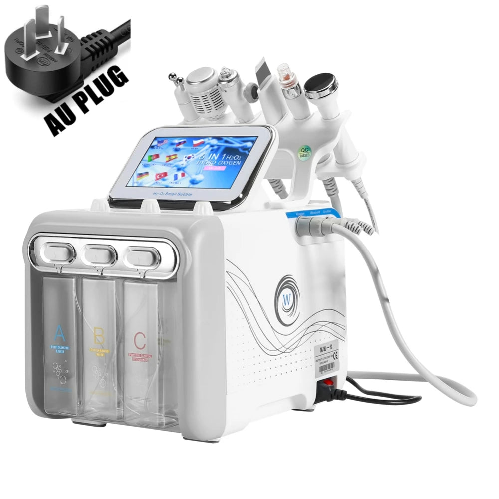 Hydro Dermabrasion 6-in-1 Facial Spa Device - Professional Skincare Body Shaping Massage Equipment AU PLUG Tidesmit