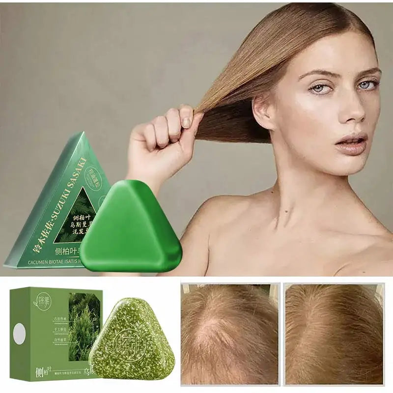 Hair Strengthening Nourishing Shampoo Soap,Oriental Arborvitae Usman Herbal Extract Anti Hair Loss,Face Wash Clean Handmade Soap