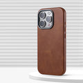 Magnetic Leather Case for iPhone 17 Pro Max with Alloy Lens Protection SW CX Brown Tidesmit