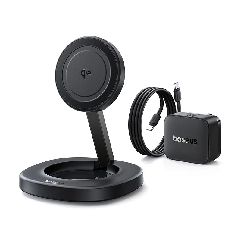 15W Magnetic Wireless Charger Stand, Foldable Qi2 for iPhone 16 Series Add 20W UK Plug China Mainland Tidesmit