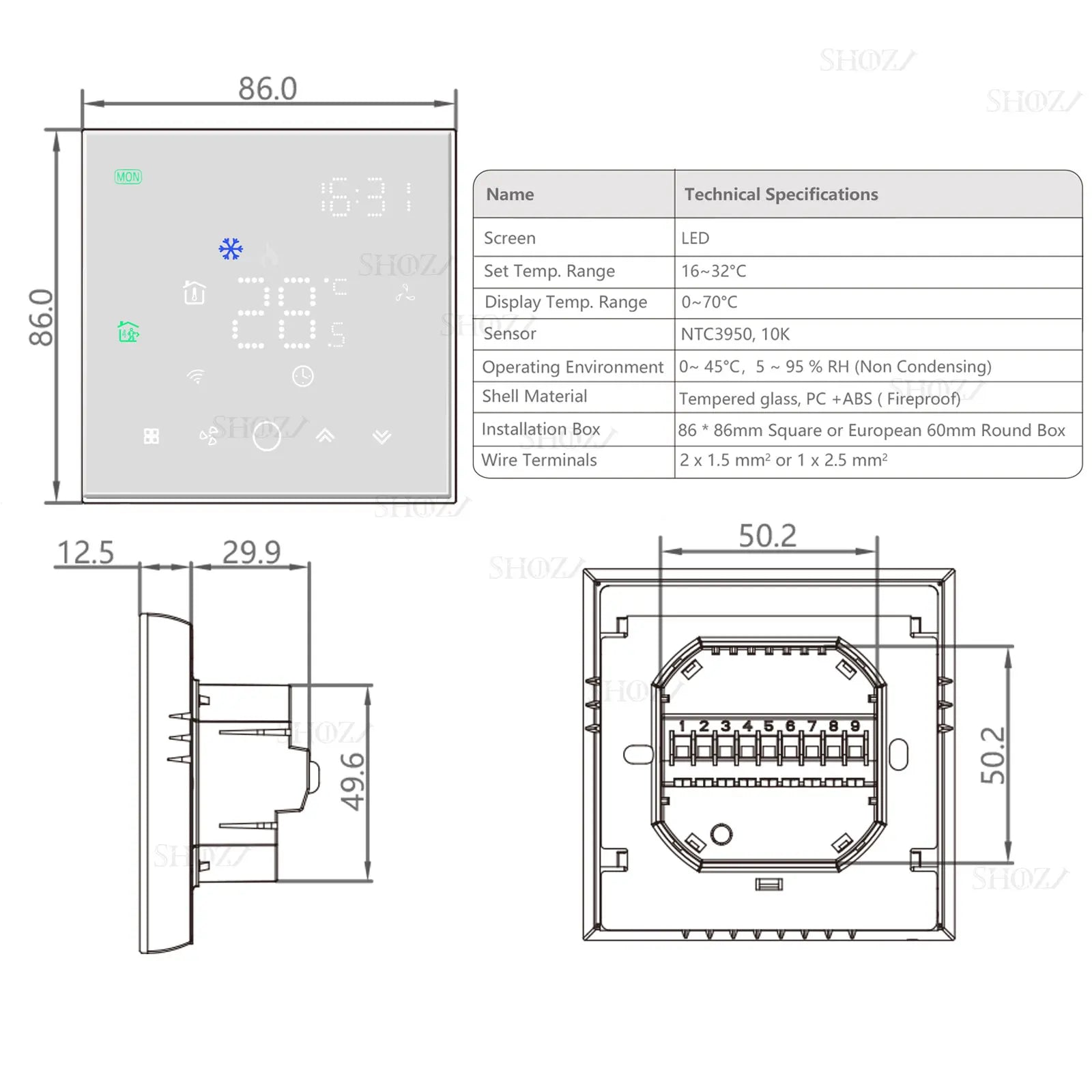 TUYA Zigbee Smart Thermostat for VRF/VAR Central Air Systems Wireless Smart Digital For Mitsubishi Electric Fujitsu Daikin
