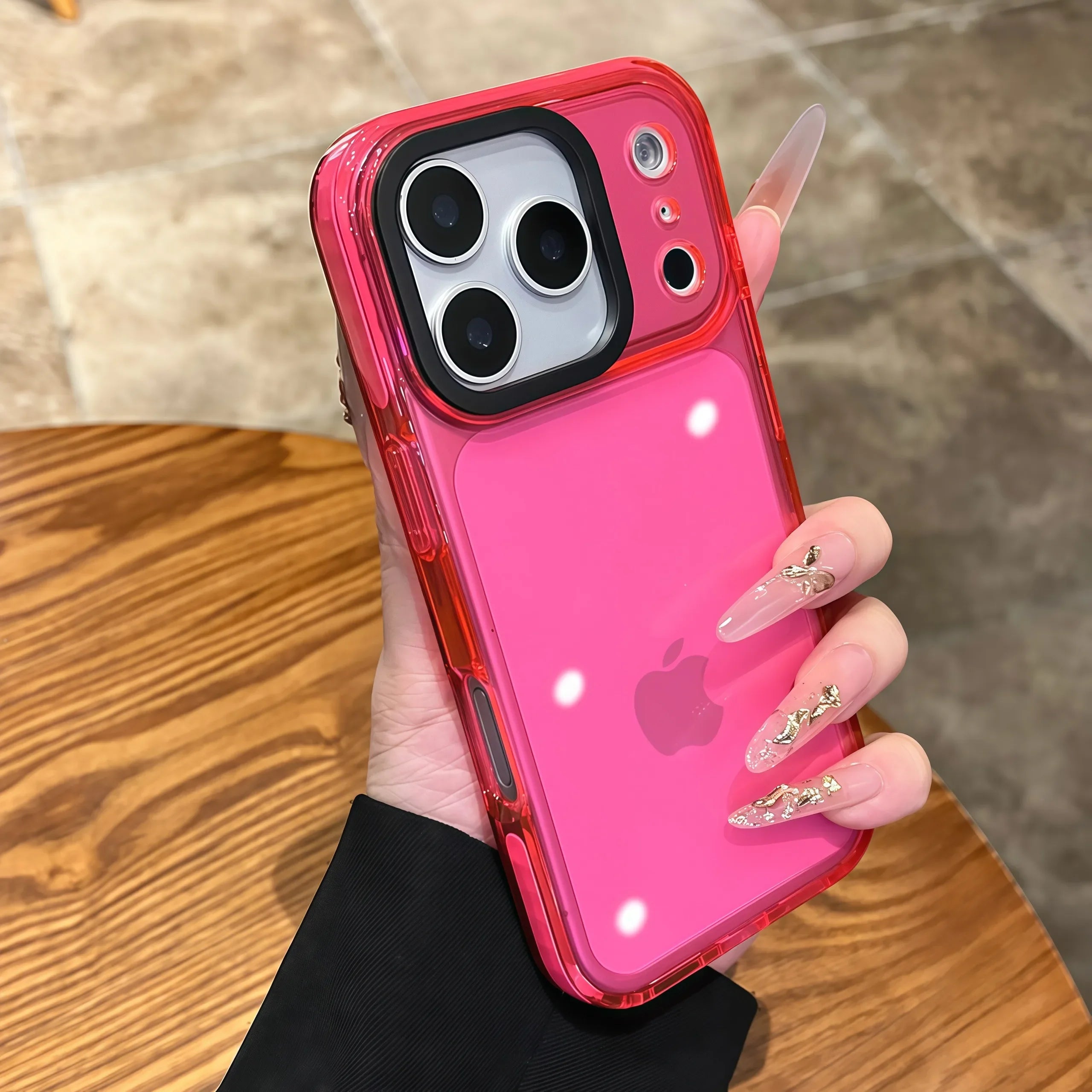 iPhone 16 Clear Phone Case - Military-Grade Shockproof Slim Fit Cover Red Tidesmit