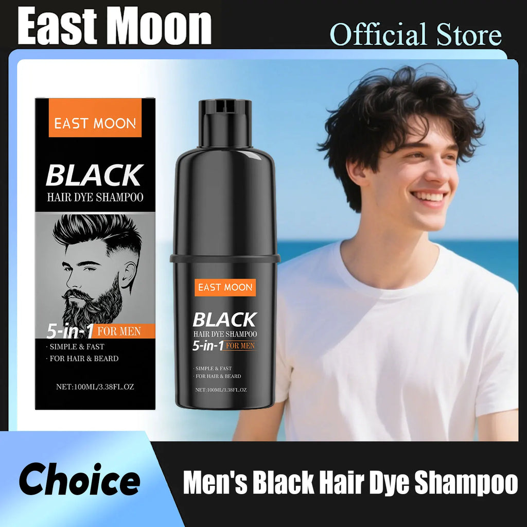 East Moon 5in1 Man Hair Dye Shampoo Repairing Gray White Non Irritating Keep Nourish Root Holiday Gift Black Hair Dyeing Shampoo