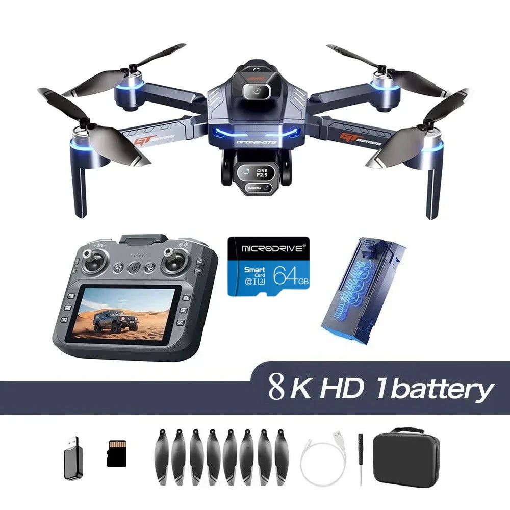 GT8 Dual Lens Camera Drone - 8K GPS Obstacle Avoidance Foldable Drone GT8-8K-1B-64G Tidesmit