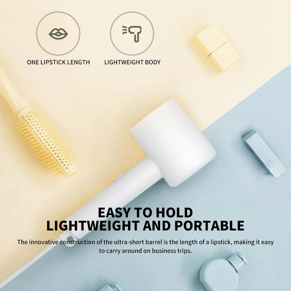 Xiaomi Mijia H300 white portable ionic hair dryer with compact, lightweight design for travel and professional hair care.