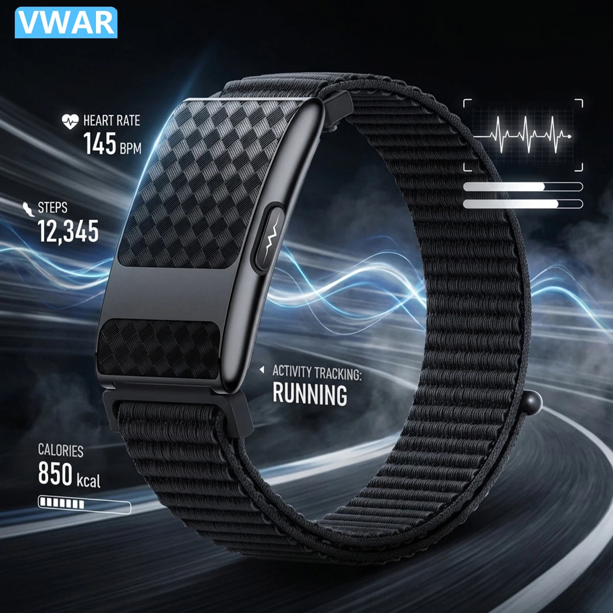 VWAR FLOW ECG Smart Fitness Bracelet Heart Rate Blood Oxygen Sleep Monitor Body Temperature Stress Tracker Women Men Health Band