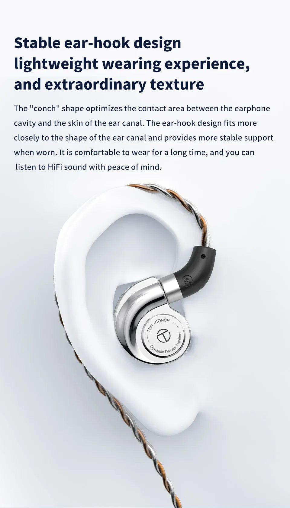 TRN Conch DLC Dynamic In-Ear Monitors with Hi-Res Audio by Tidesmit Tidesmit