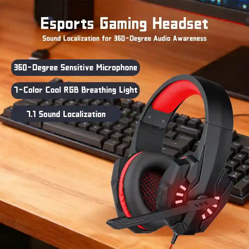Gaming Headset with Noise Cancelling Mic - Over-Ear Stereo Sound Tidesmit