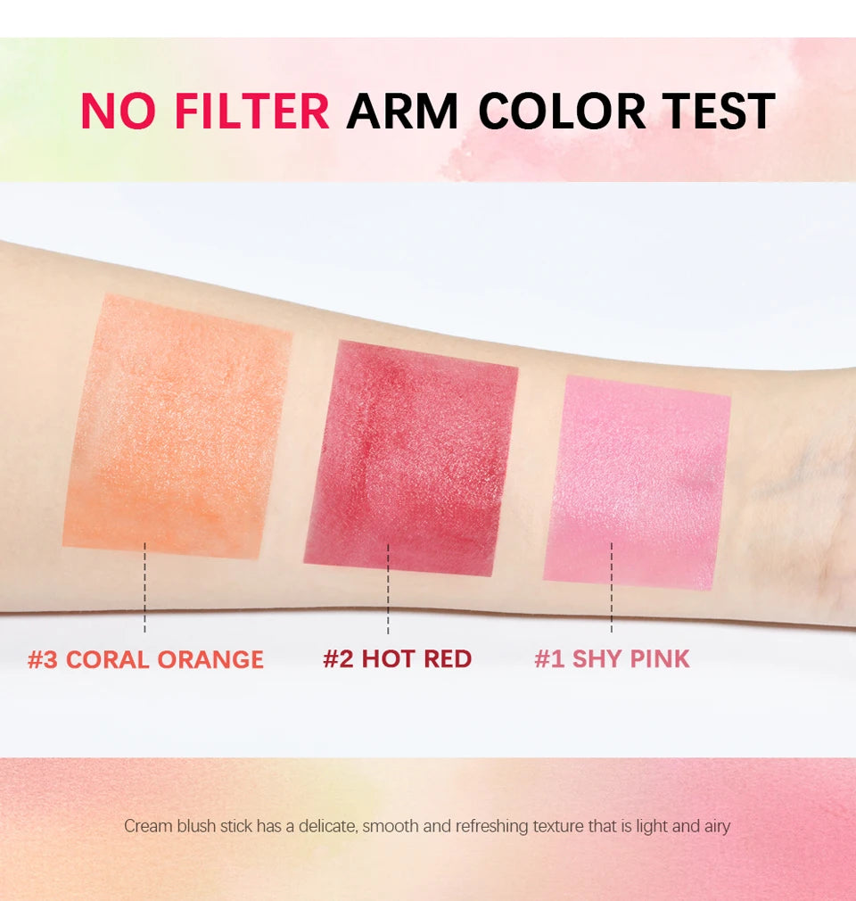 Tidesmit rotating blush cream stick in orange with long-lasting waterproof moisture for natural face makeup look