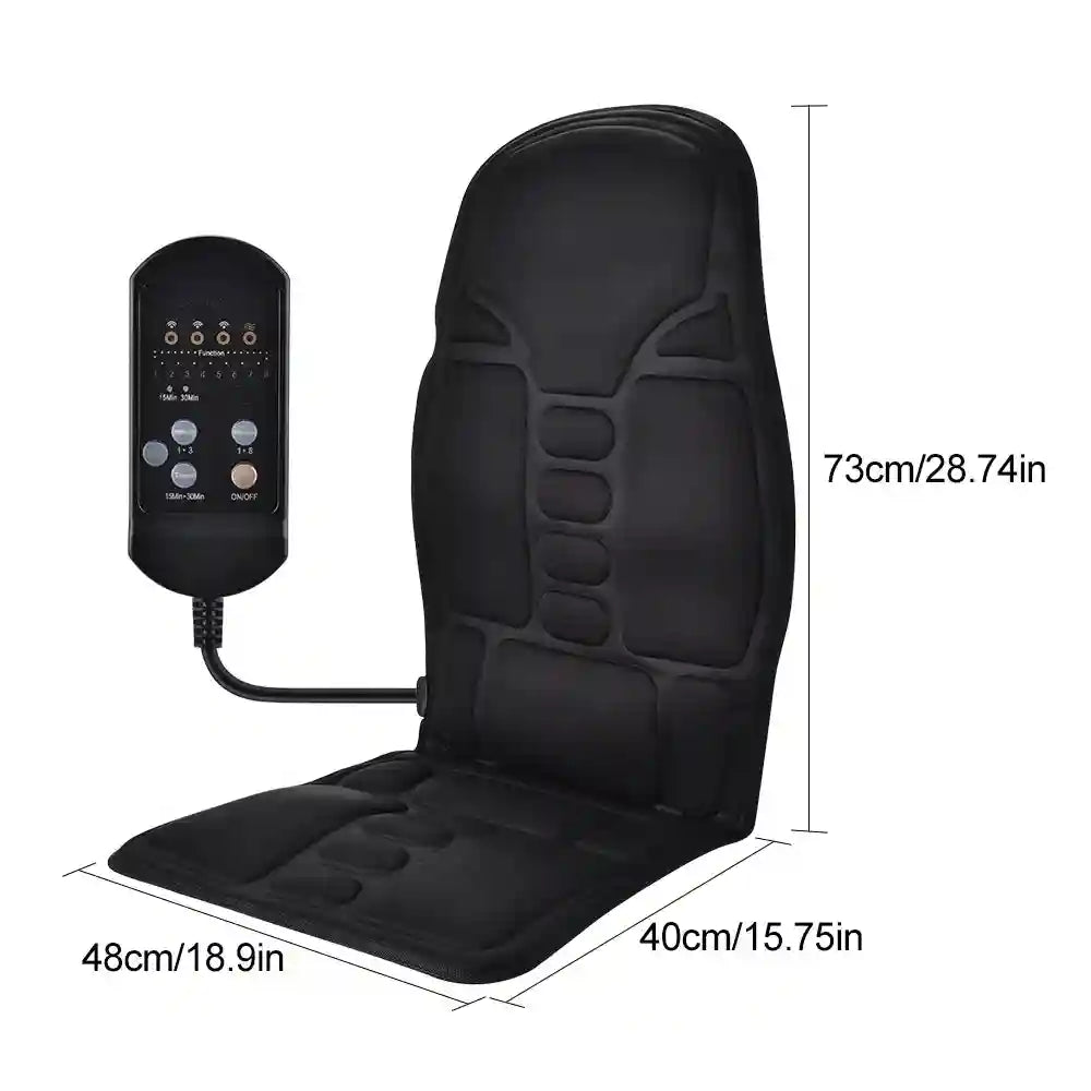 Electric Massager Mat for Back and Neck with Heat Therapy - Black Massage Cushion Tidesmit