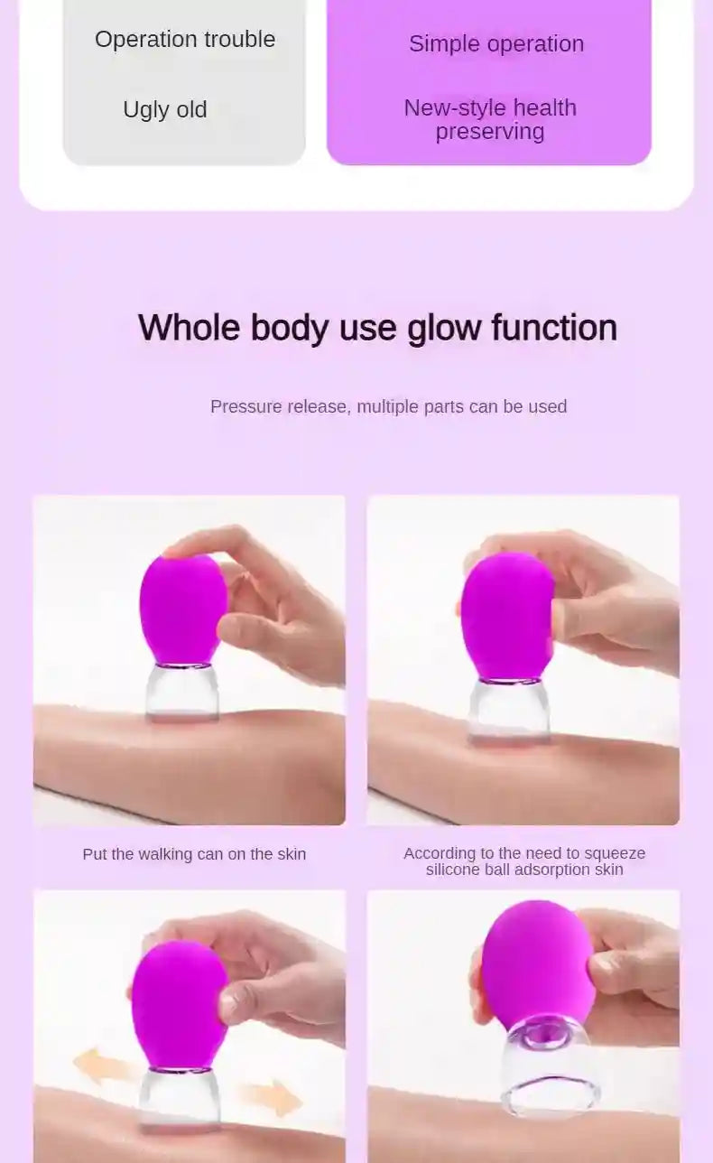 Silicone Cupping Massage Set for Face and Body - Purple and Blue Back Massage Instrument Tidesmit