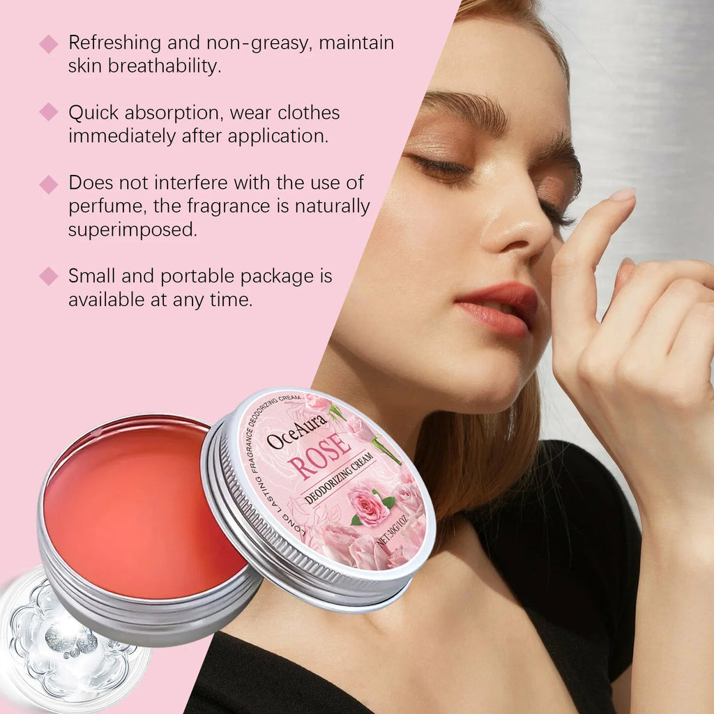 Tidesmit OceAura Rose Scented Body Cream with peony and lily for odor neutralization in a portable non-greasy formula