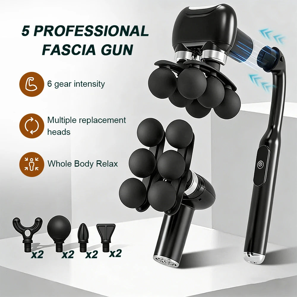 Fascia Massage Gun - 6-Head Deep Tissue Muscle Relief Device Back Massage Instrument Tidesmit