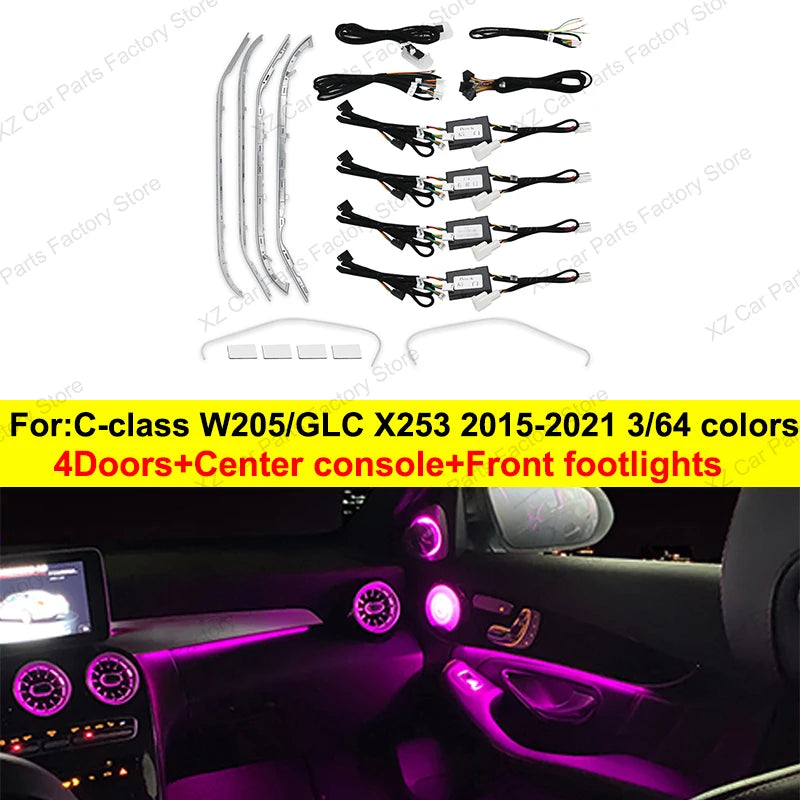 Mercedes Benz W205 X253 64-Color LED Ambient Lighting Kit Ambient light Tidesmit