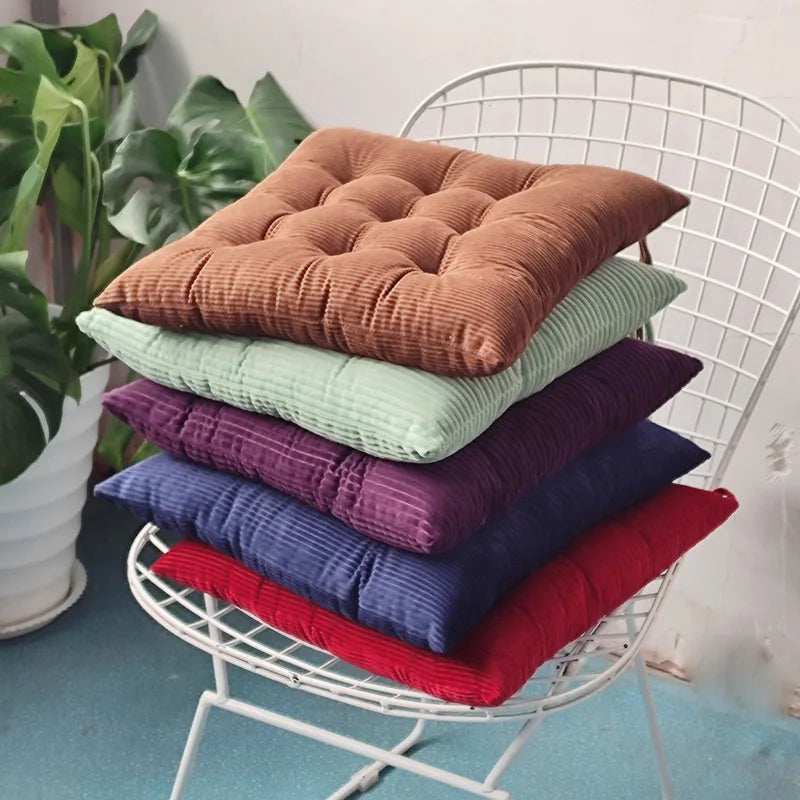 Corduroy Strap Cushion Solid Color Office Chair Cushion Soft and Comfortable Butt Cushion Living Room Sofa Floor Cushion