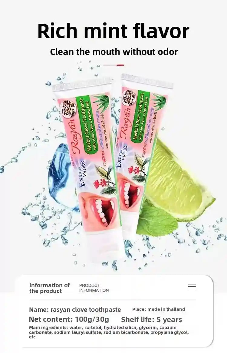 Tidesmit Rasyan herbal toothpaste for natural teeth whitening, tartar removal, and fresh breath.
