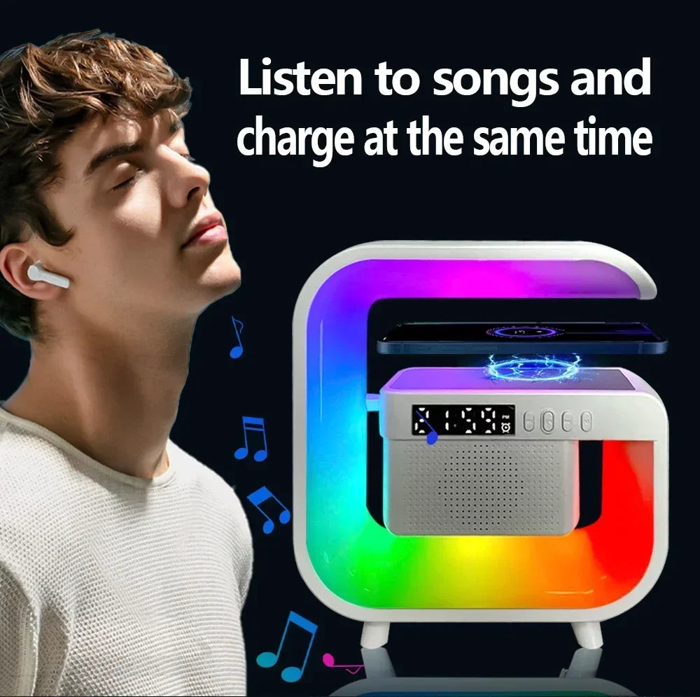 Portable Bluetooth Speaker with RGB Light, Wireless Charging & FM Radio Tidesmit