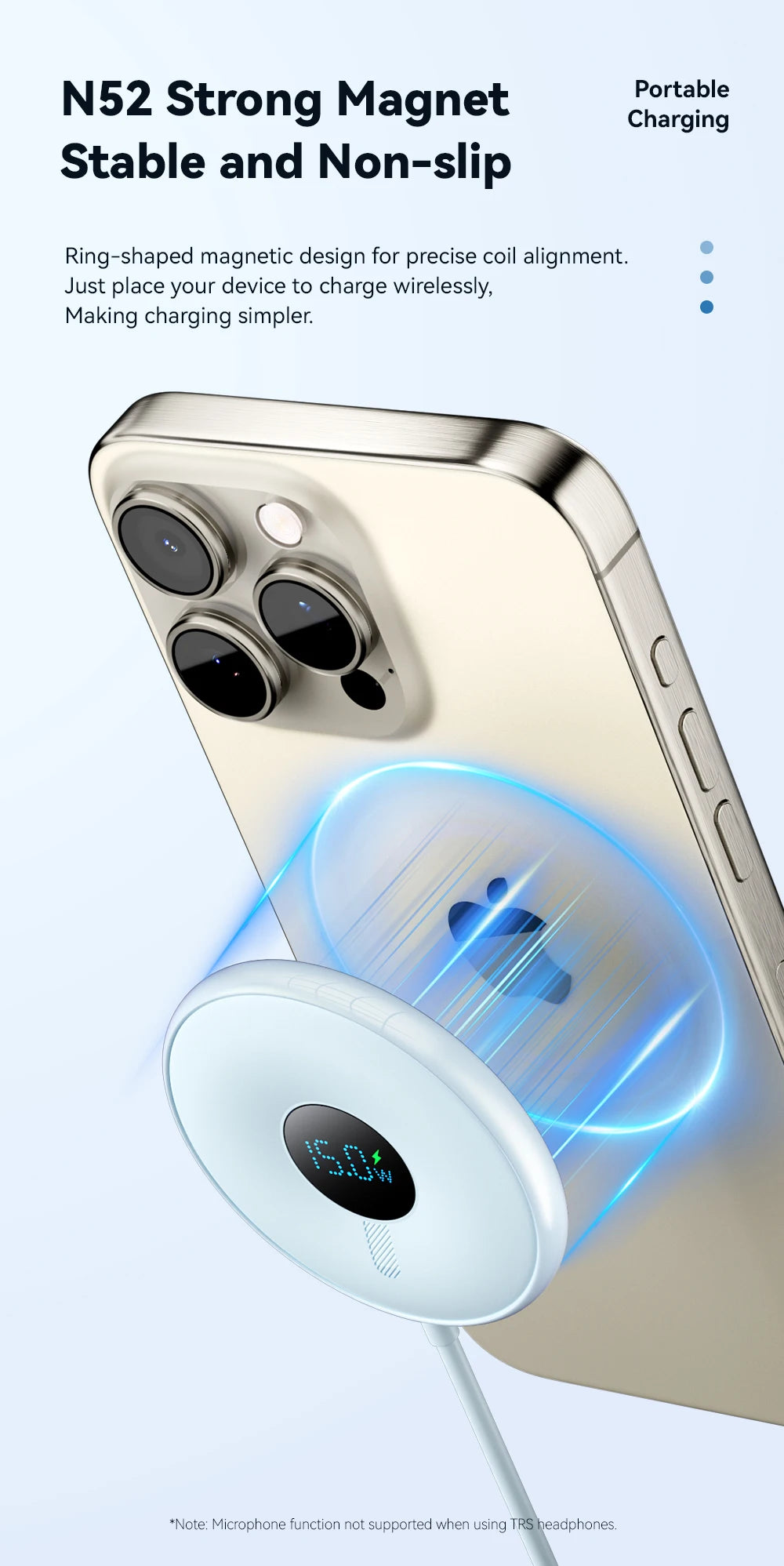 Magnetic 15W Wireless Charger with Digital Display for iPhone Tidesmit