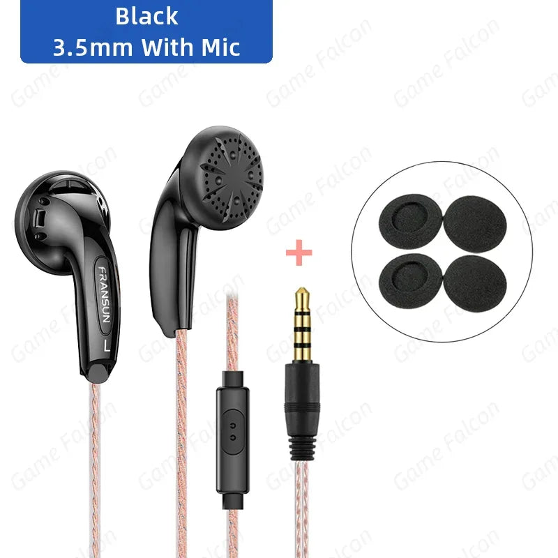 Wired Earbuds with HiFi Stereo Sound and Microphone by Tidesmit Black 3.5mm MIC Tidesmit