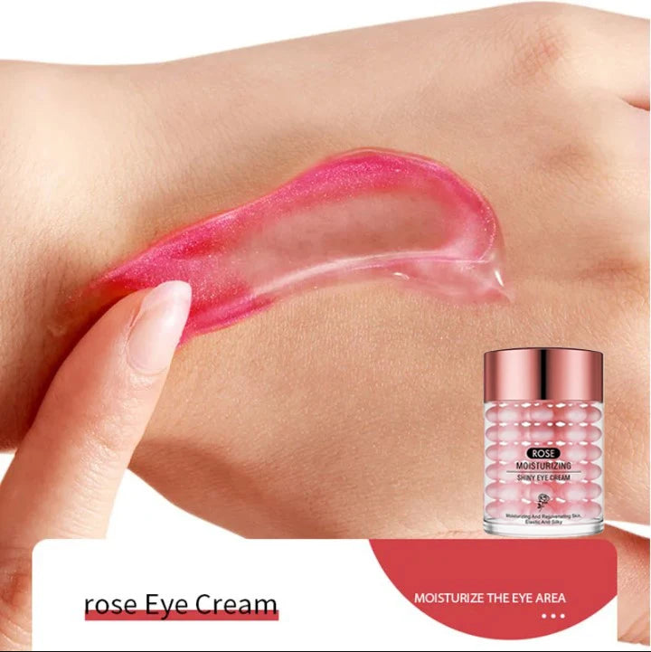 Tidesmit Rose Infusion Eye Serum texture close-up for soothing puffiness and boosting skin vibrancy