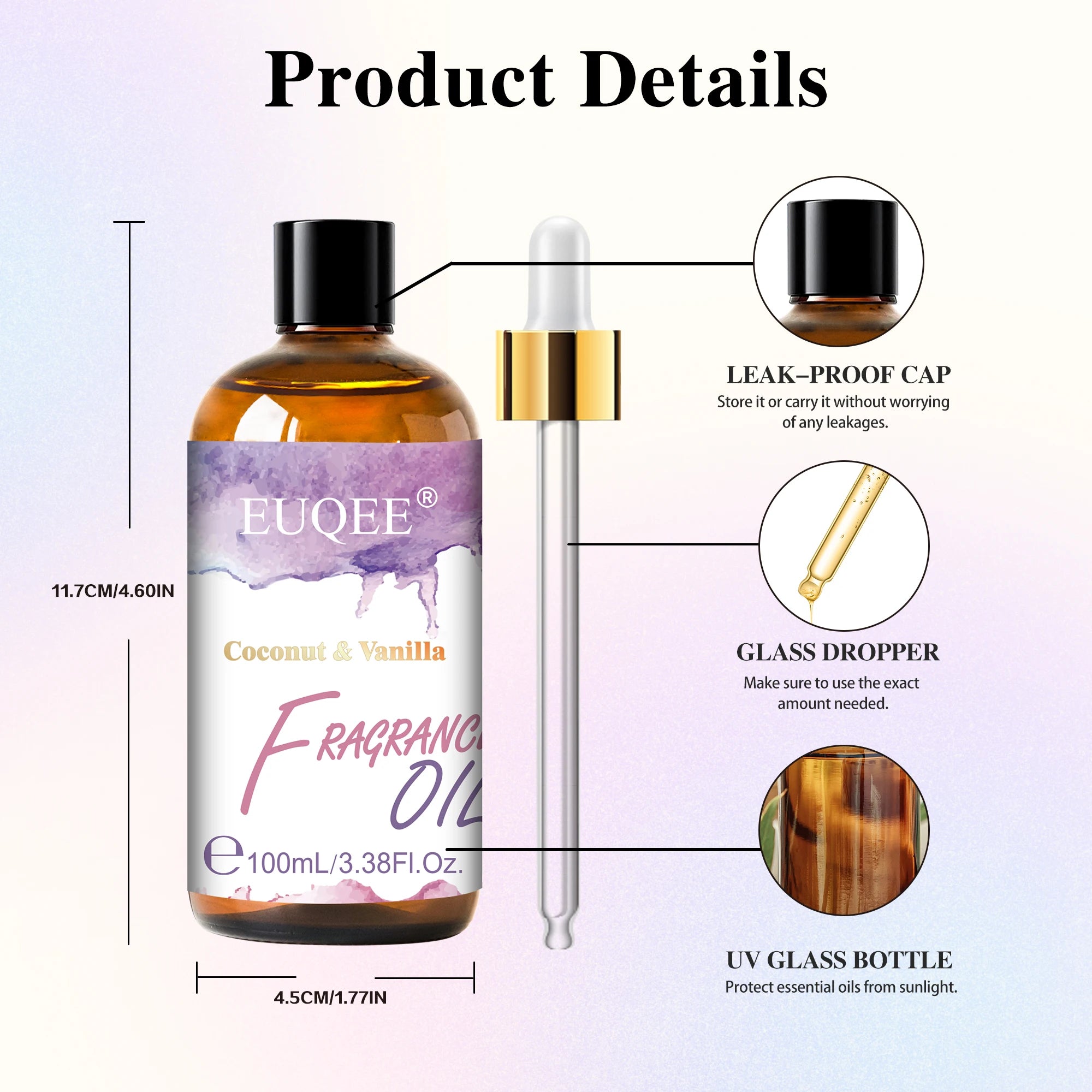 EUQEE 100ml Premium Fragrance Oil Coconut Vanilla White Musk Freesia Aroma Fragrance Oils For Diffuser Humidifier Candle Making