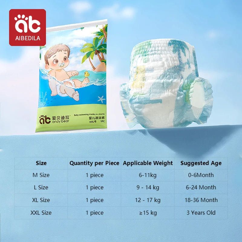 Waterproof Baby Swimming Diaper Disposable Swimwear Pull-Up Pants 0-3 Years Toddler Aquatic Trousers Infant Baby Swimming Trunks