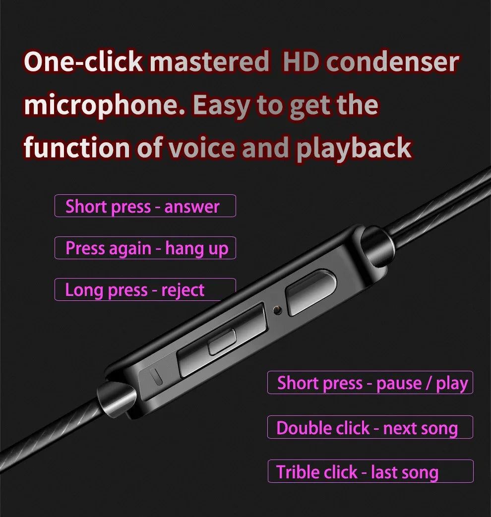 Wired In-Ear Headphones with Mic - HiFi Bass Stereo - Tidesmit Tidesmit