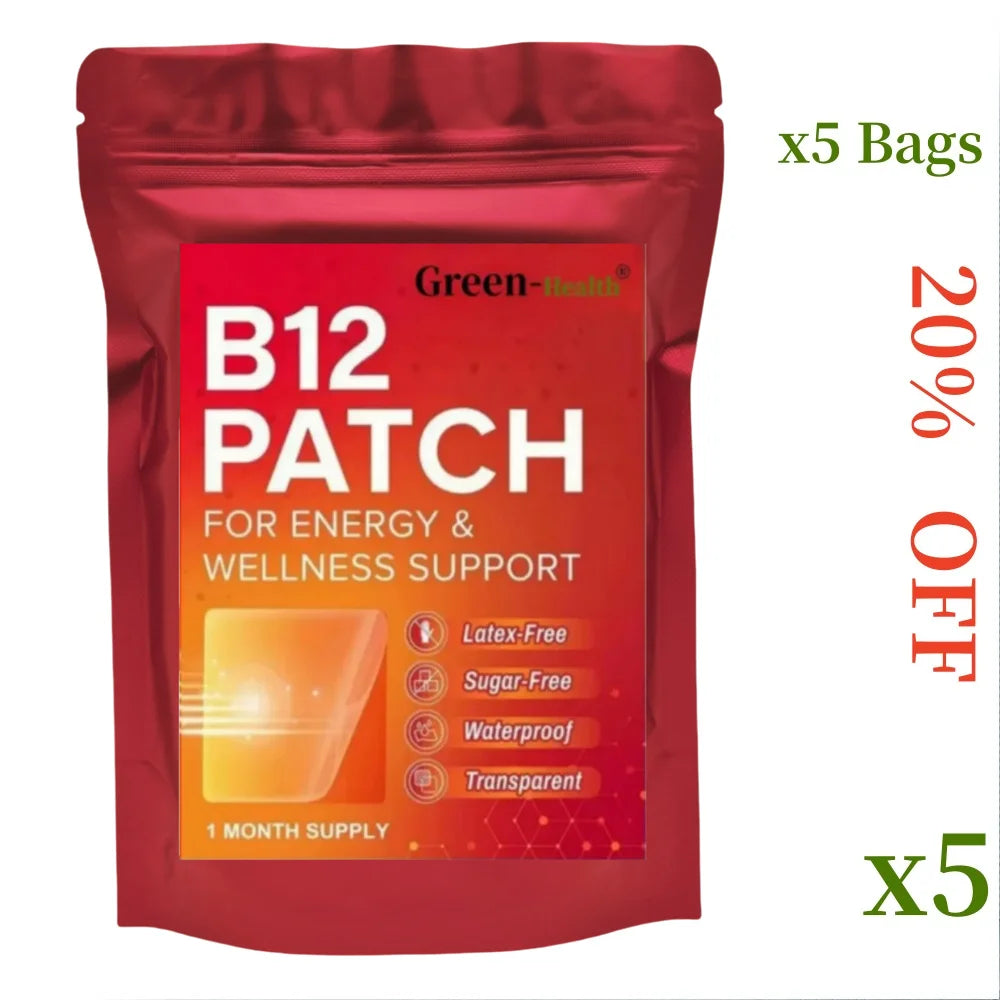 Tidesmit Vitamin B12 transdermal energy patch 30 count natural supply for daily wellness and health support.