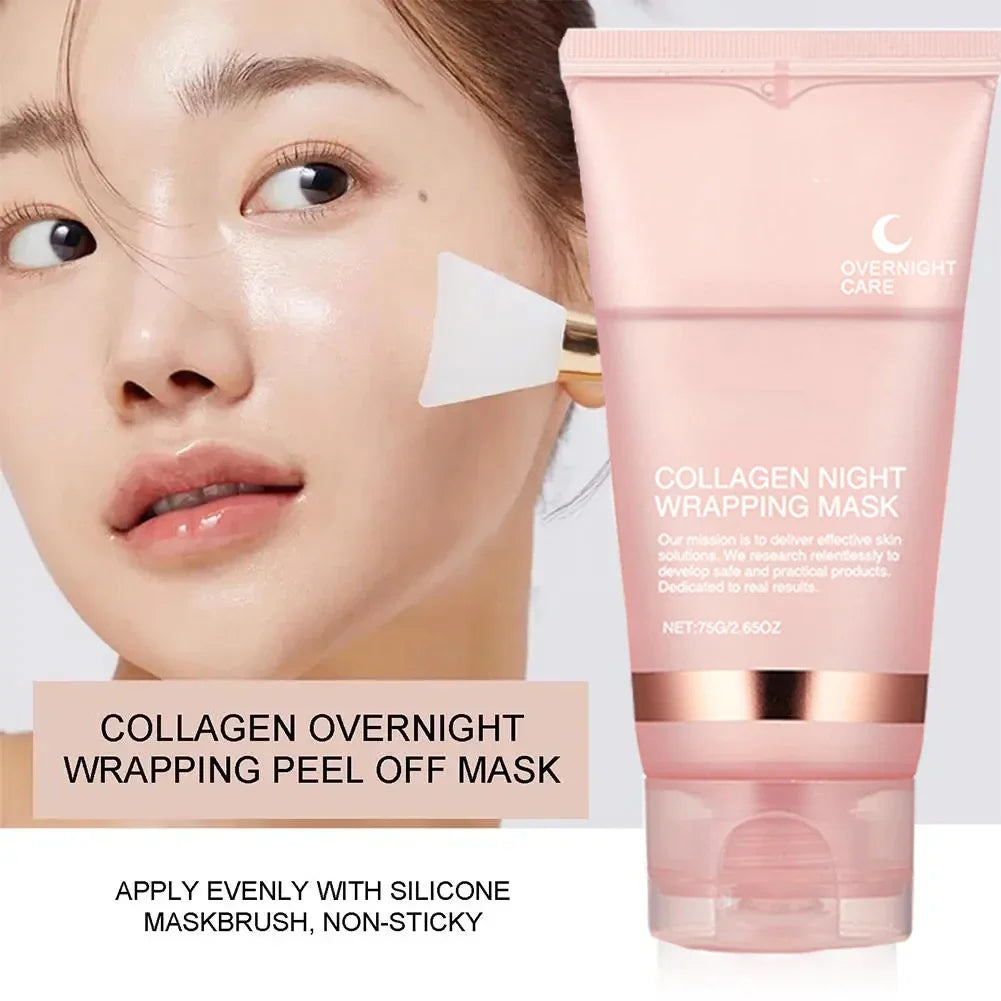 Tidesmit collagen peel-off night wrap face mask texture close-up for deep hydration and skin firming