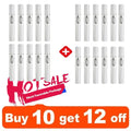 Bulk pack of white cylindrical plastic vape pens with silver button switches for electronic vaping.