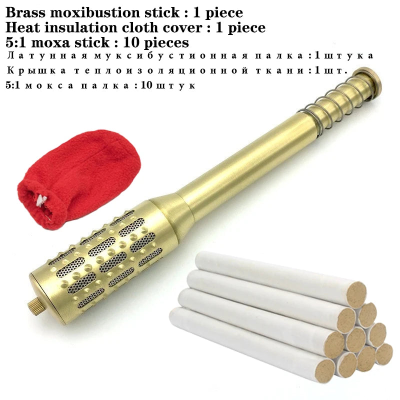 Moxibustion Massage Stick: Portable Brass Acupoint Wellness Tool Relaxation Treatment Ordinary set Tidesmit