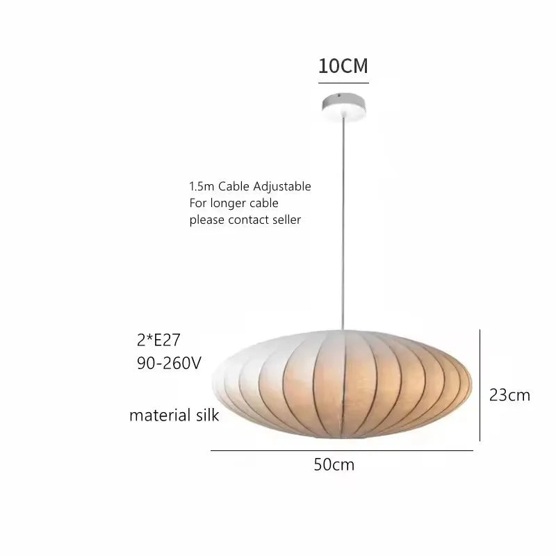 Wabi-Sabi Silk Pendant Lamp | Handmade Japanese Minimalist Lighting D50cm Silk lamp body|China Mainland Tidesmit