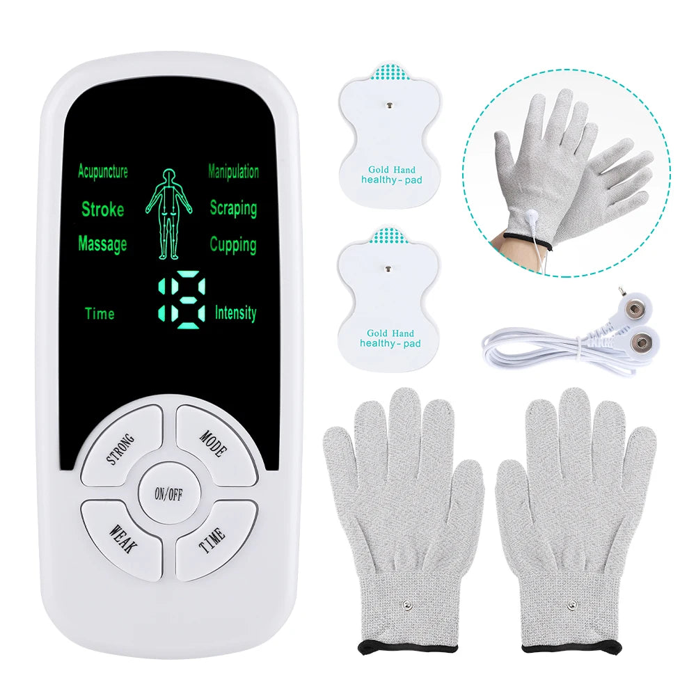 Back Massage Instrument: 6-Mode TENS Electric Massager & Heat Therapy Back Massage Instrument with gloves Tidesmit