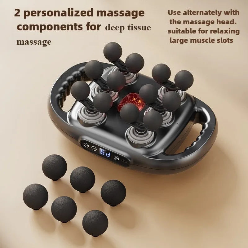 Deep Tissue Muscle Massager - 12-Head Percussion Back Therapy Tool Back Massage Instrument Tidesmit