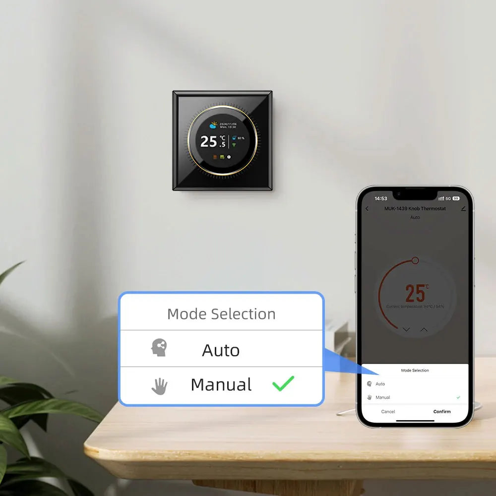 WiFi Smart Knob Thermostat Floor Heating Water Gas Boiler Home Room Programmable Temperature Controller Tuya Alexa Google Home