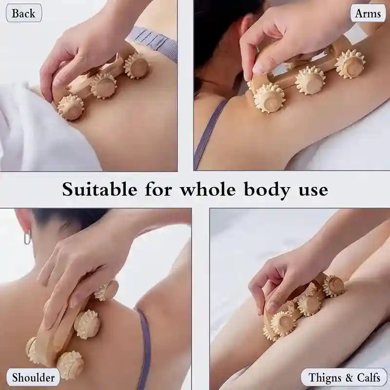 Wooden Massage Roller for Deep Tissue Muscle Relief, Ivory Wood Massage Roller Tidesmit