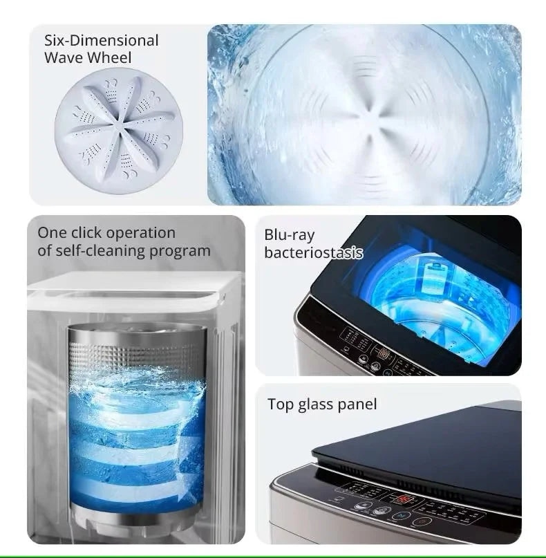 Tidesmit 10kg automatic top load washer dryer combo featuring a compact portable industrial laundry design