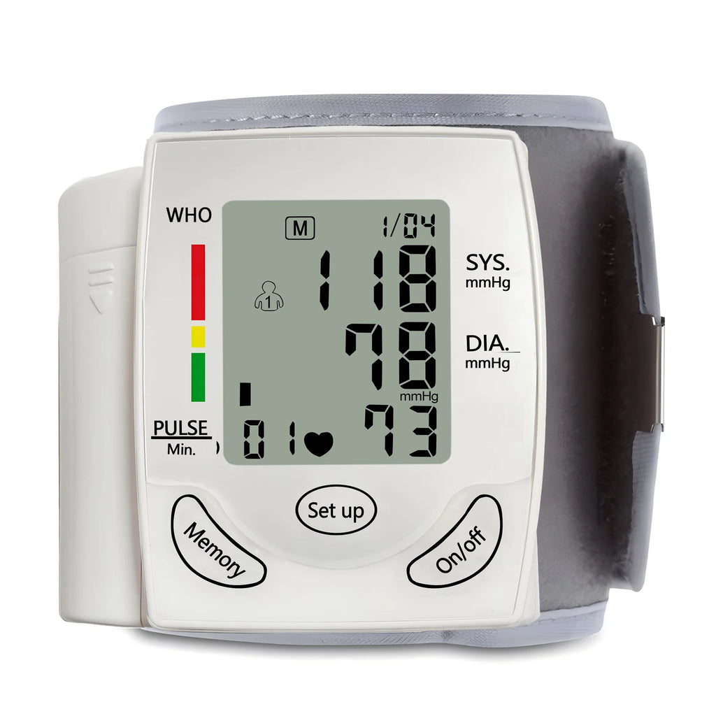 Electronic Blood Pressure Monitor Medical Home Wrist Blood Pressure Monitor Heart Rate Measuring Device Wrist Sphygmomanometer
