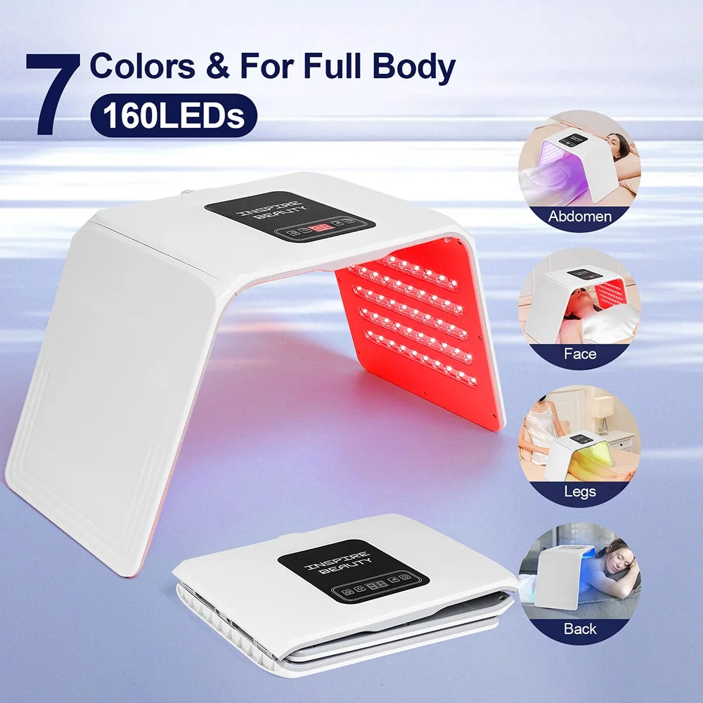 160 LEDs Foldable 7 Colors LED Photon Machine Beauty Salon Home Use LED Facial Body SPA Mask PDT Machine Face LED Mask Skin Care