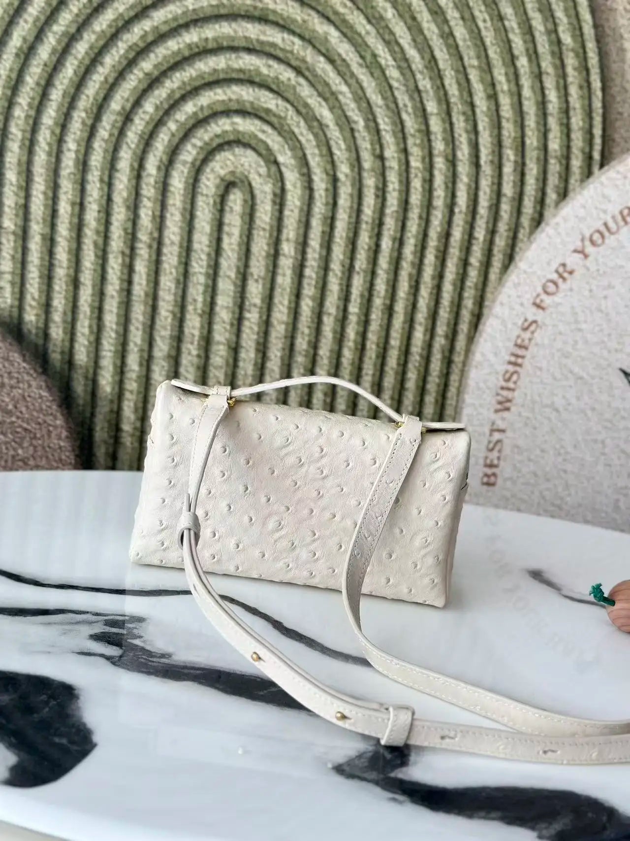 Classic Women's Handbag, Shoulder Bag, Cosmetic Bag, Ostrich Look, Quality Choice