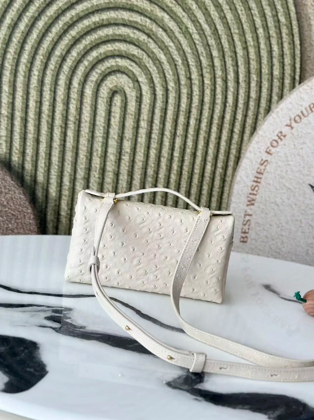 Classic Women's Handbag, Shoulder Bag, Cosmetic Bag, Ostrich Look, Quality Choice