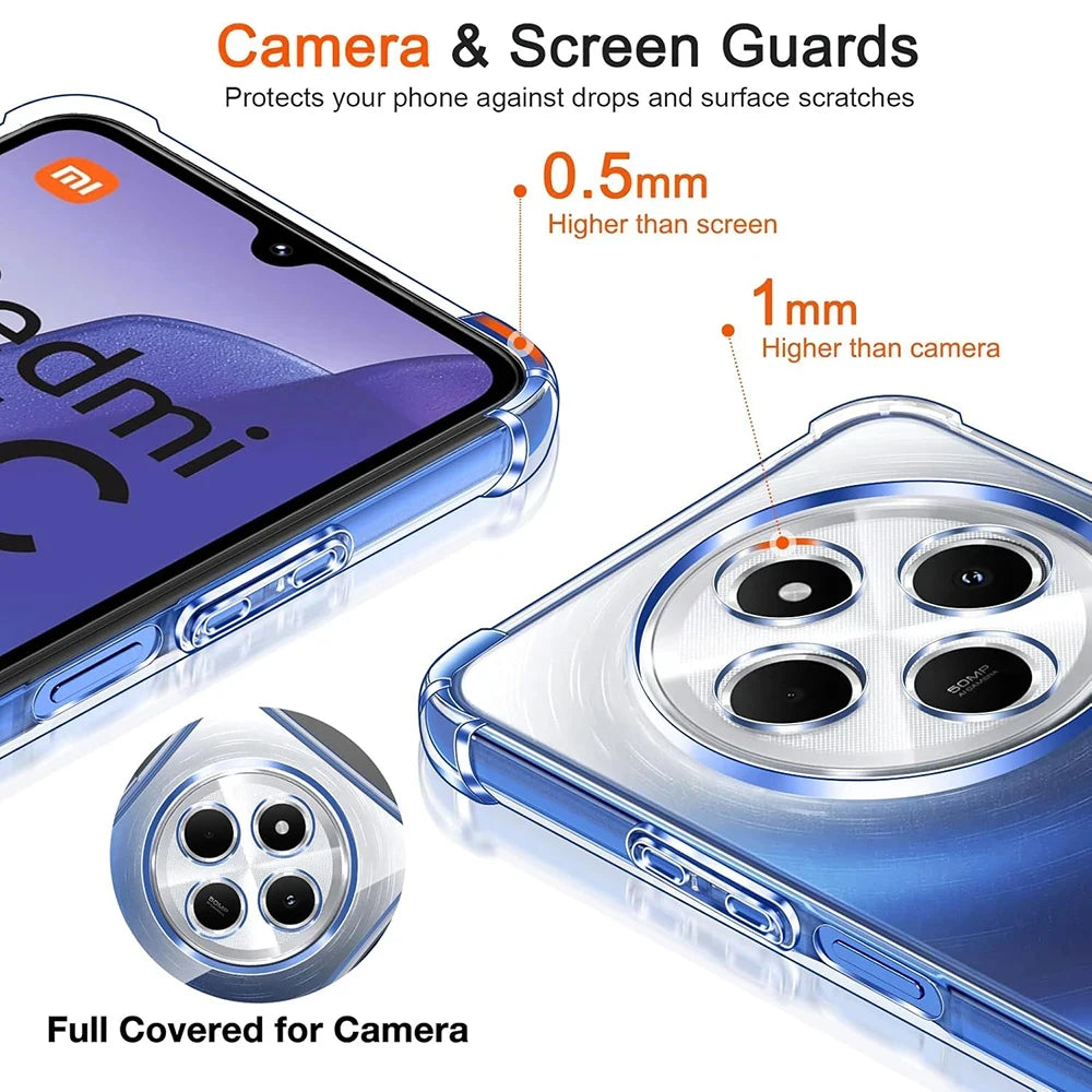 Redmi 14C & Poco C75 Clear Shockproof Case - Slim Military-Grade Protection Tidesmit