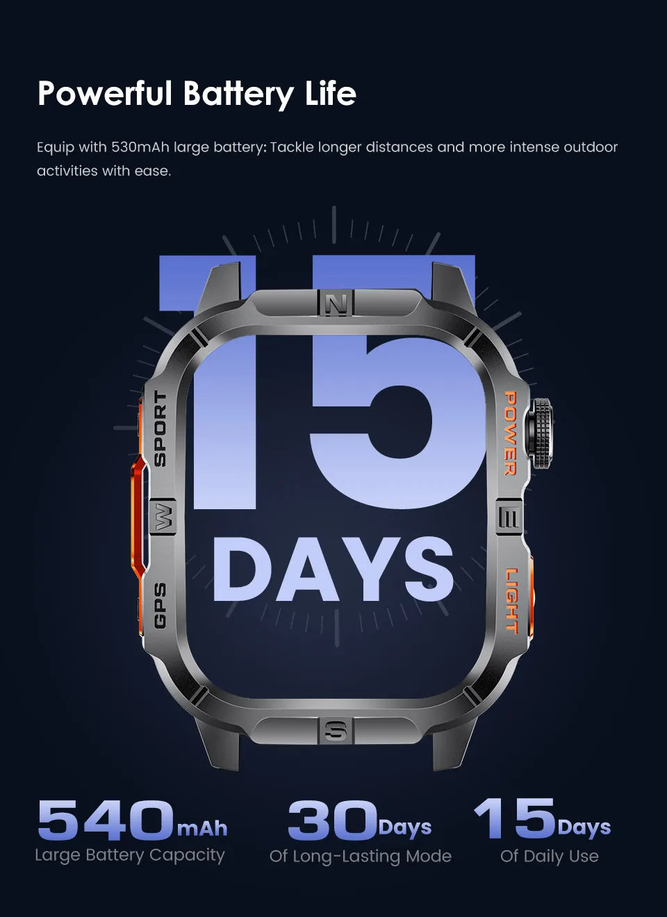 2026New Outdoor Military Men's Smartwatch, Equipped With GPS LED Lighting, Compass, Wireless Communication IP68 Waterproof Watch