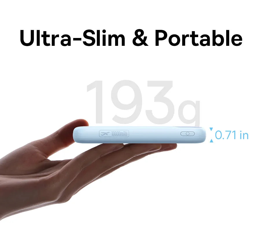 Portable Charger 10000mAh 22.5W Fast Charging Power Bank with Built-in Cables Tidesmit