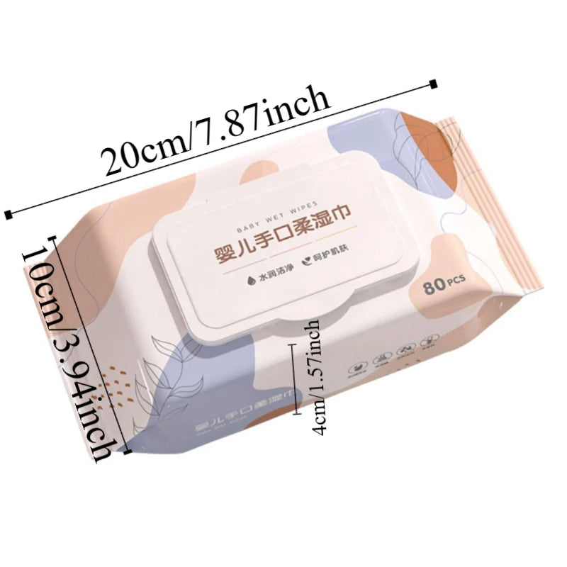 80pcs/bag New Multipurpose Baby Wet Wipes Large Size Gentle Cleaning Cleaning Wipes Soft Texture Wet Wipes Paper Baby Care