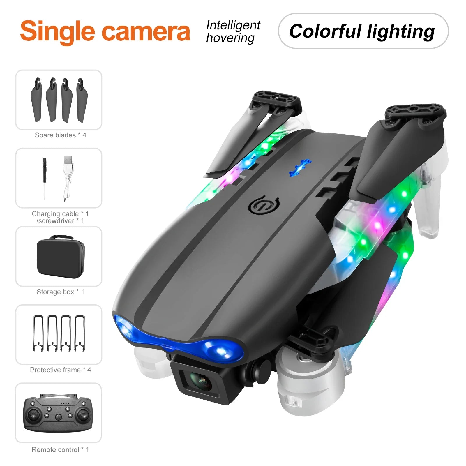 4K Camera Drone - Foldable RC Quadcopter with Obstacle Avoidance E99D Black SingleC Tidesmit