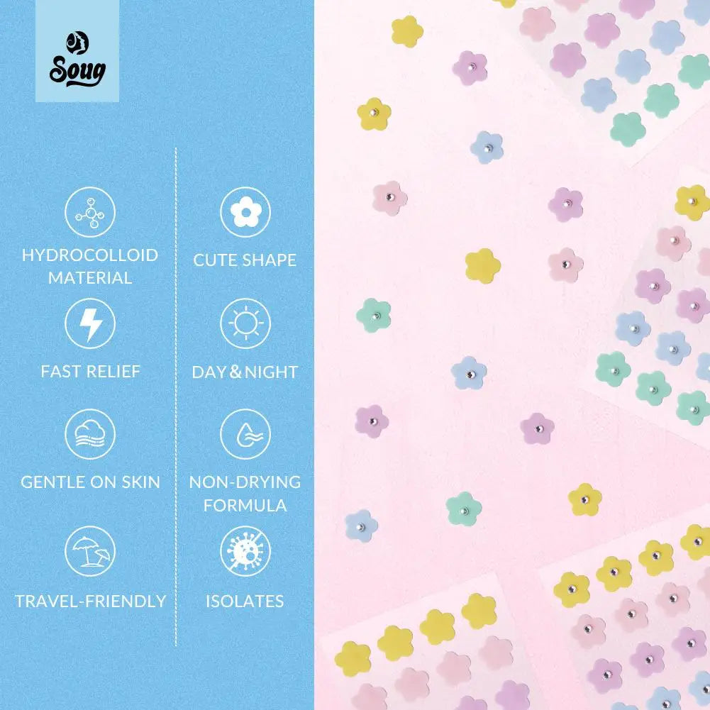 Multicolored Flower-shaped Hydrogel Acne Patch With Pearl/diamond